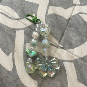 Iridescent Heart and Bow Keychain